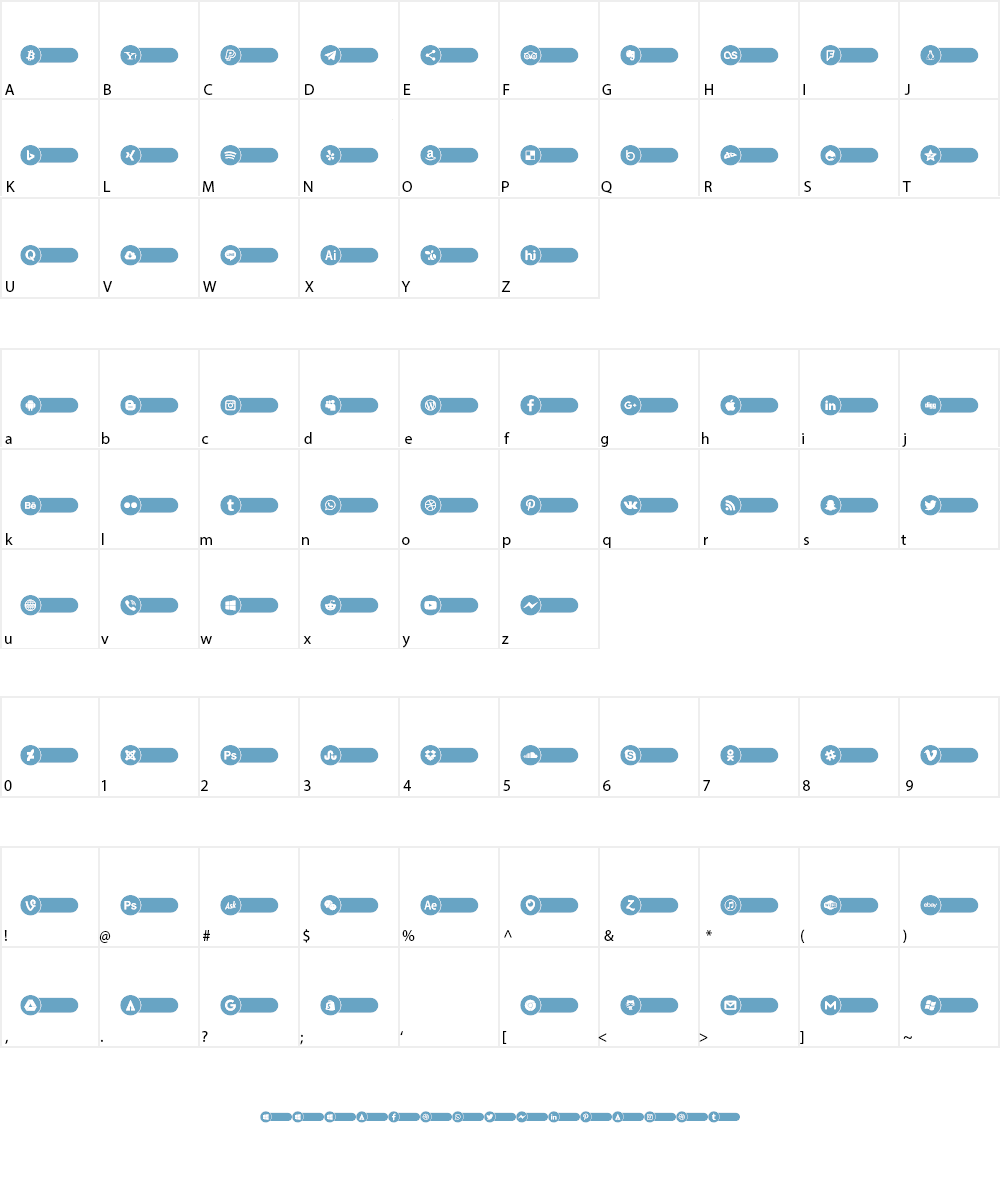 Botons Social Color Font Character